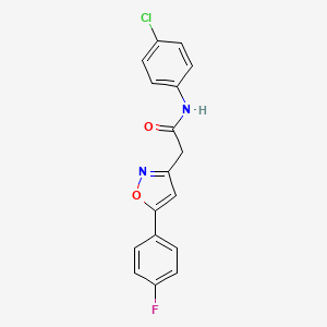 molecular formula C17H12ClFN2O2 B2773275 N-(4-chlorophenyl)-2-(5-(4-fluorophenyl)isoxazol-3-yl)acetamide CAS No. 952978-14-2