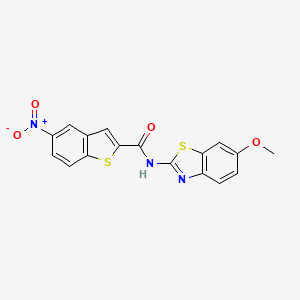 molecular formula C17H11N3O4S2 B2773278 N-(6-methoxy-1,3-benzothiazol-2-yl)-5-nitro-1-benzothiophene-2-carboxamide CAS No. 477548-14-4