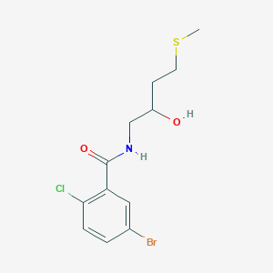 molecular formula C12H15BrClNO2S B2773280 5-Bromo-2-chloro-N-(2-hydroxy-4-methylsulfanylbutyl)benzamide CAS No. 2310126-47-5