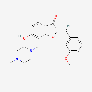 molecular formula C23H26N2O4 B2773283 (Z)-7-((4-ethylpiperazin-1-yl)methyl)-6-hydroxy-2-(3-methoxybenzylidene)benzofuran-3(2H)-one CAS No. 869078-71-7