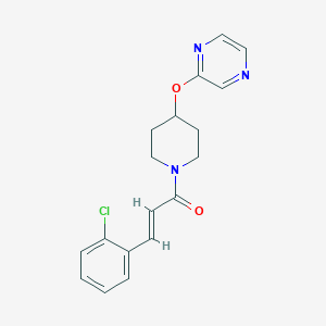 molecular formula C18H18ClN3O2 B2773286 (E)-3-(2-chlorophenyl)-1-(4-(pyrazin-2-yloxy)piperidin-1-yl)prop-2-en-1-one CAS No. 1421586-66-4