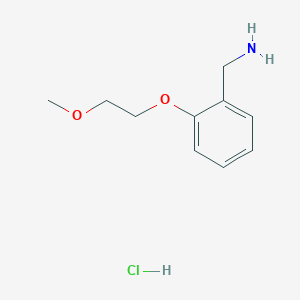 molecular formula C10H16ClNO2 B2773287 1-[2-(2-Methoxyethoxy)phenyl]methanamine hydrochloride CAS No. 1214728-62-7