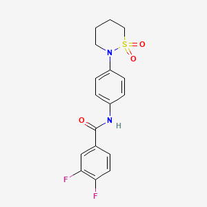 molecular formula C17H16F2N2O3S B2773296 N-[4-(1,1-dioxo-1lambda6,2-thiazinan-2-yl)phenyl]-3,4-difluorobenzamide CAS No. 899731-58-9