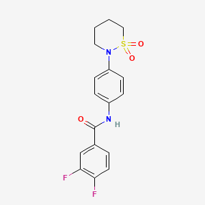 molecular formula C17H16F2N2O3S B2773296 N-[4-(1,1-dioxothiazinan-2-yl)phenyl]-3,4-difluorobenzamide CAS No. 899731-58-9