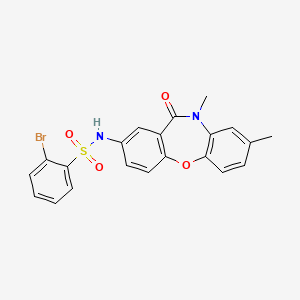 molecular formula C21H17BrN2O4S B2773297 2-bromo-N-(8,10-dimethyl-11-oxo-10,11-dihydrodibenzo[b,f][1,4]oxazepin-2-yl)benzenesulfonamide CAS No. 922094-62-0