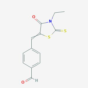 molecular formula C13H11NO2S2 B027733 4-[(3-Ethyl-4-oxo-2-sulfanylidene-1,3-thiazolidin-5-ylidene)methyl]benzaldehyde CAS No. 100727-39-7