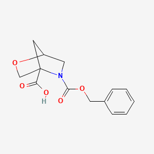 molecular formula C14H15NO5 B2773304 5-((Benzyloxy)carbonyl)-2-oxa-5-azabicyclo[2.2.1]heptane-4-carboxylic acid CAS No. 2248267-77-6