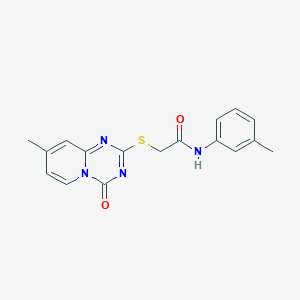 molecular formula C17H16N4O2S B2773306 2-(8-methyl-4-oxopyrido[1,2-a][1,3,5]triazin-2-yl)sulfanyl-N-(3-methylphenyl)acetamide CAS No. 896328-81-7