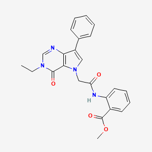 molecular formula C24H22N4O4 B2773307 methyl 2-(2-{3-ethyl-4-oxo-7-phenyl-3H,4H,5H-pyrrolo[3,2-d]pyrimidin-5-yl}acetamido)benzoate CAS No. 1251613-89-4