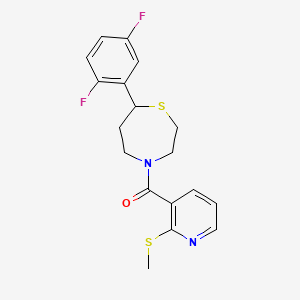 molecular formula C18H18F2N2OS2 B2773337 (7-(2,5-Difluorophenyl)-1,4-thiazepan-4-yl)(2-(methylthio)pyridin-3-yl)methanone CAS No. 1704557-11-8