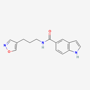 molecular formula C15H15N3O2 B2773349 N-[3-(1,2-oxazol-4-yl)propyl]-1H-indole-5-carboxamide CAS No. 1904194-76-8