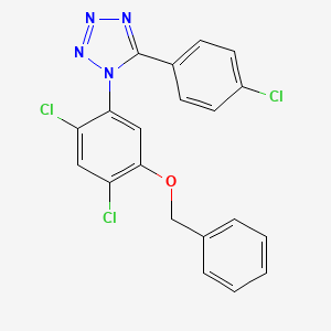 molecular formula C20H13Cl3N4O B2773363 1-(5-(Benzyloxy)-2,4-dichlorophenyl)-5-(4-chlorophenyl)-1H-1,2,3,4-tetraazole CAS No. 338961-47-0