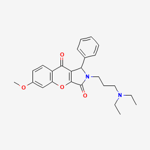 molecular formula C25H28N2O4 B2773364 2-(3-(Diethylamino)propyl)-6-methoxy-1-phenyl-1,2-dihydrochromeno[2,3-c]pyrrole-3,9-dione CAS No. 886164-69-8