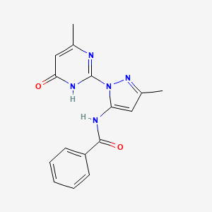 molecular formula C16H15N5O2 B2773368 N-[3-methyl-1-(4-methyl-6-oxo-1,6-dihydropyrimidin-2-yl)-1H-pyrazol-5-yl]benzamide CAS No. 1019099-40-1