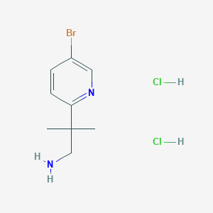 molecular formula C9H15BrCl2N2 B2773378 2-(5-Bromopyridin-2-yl)-2-methylpropan-1-amine;dihydrochloride CAS No. 2460751-11-3