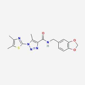 molecular formula C17H17N5O3S B2773380 N-(benzo[d][1,3]dioxol-5-ylmethyl)-1-(4,5-dimethylthiazol-2-yl)-5-methyl-1H-1,2,3-triazole-4-carboxamide CAS No. 1251552-12-1