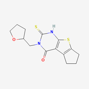 11-[(Oxolan-2-yl)methyl]-10-sulfanyl-7-thia-9,11-diazatricyclo[6.4.0.0^{2,6}]dodeca-1(8),2(6),9-trien-12-one