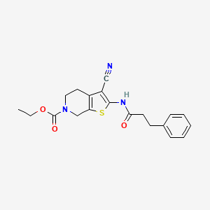 molecular formula C20H21N3O3S B2773395 ethyl 3-cyano-2-(3-phenylpropanamido)-4H,5H,6H,7H-thieno[2,3-c]pyridine-6-carboxylate CAS No. 864927-12-8
