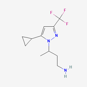 B2773410 3-[5-cyclopropyl-3-(trifluoromethyl)-1H-pyrazol-1-yl]butan-1-amine CAS No. 1006353-19-0