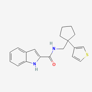 molecular formula C19H20N2OS B2773420 N-((1-(thiophen-3-yl)cyclopentyl)methyl)-1H-indole-2-carboxamide CAS No. 2034266-18-5