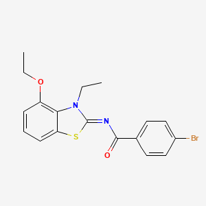 molecular formula C18H17BrN2O2S B2773449 4-bromo-N-[(2E)-4-ethoxy-3-ethyl-2,3-dihydro-1,3-benzothiazol-2-ylidene]benzamide CAS No. 864925-42-8