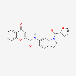 molecular formula C23H16N2O5 B2773466 N-(1-(furan-2-carbonyl)indolin-6-yl)-4-oxo-4H-chromene-2-carboxamide CAS No. 1208782-01-7
