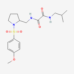 molecular formula C18H27N3O5S B2773469 N'-{[1-(4-methoxybenzenesulfonyl)pyrrolidin-2-yl]methyl}-N-(2-methylpropyl)ethanediamide CAS No. 896292-05-0