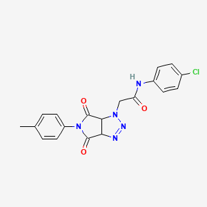molecular formula C19H16ClN5O3 B2773502 N-(4-chlorophenyl)-2-[5-(4-methylphenyl)-4,6-dioxo-1H,3aH,4H,5H,6H,6aH-pyrrolo[3,4-d][1,2,3]triazol-1-yl]acetamide CAS No. 142228-86-2