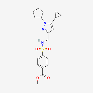 molecular formula C20H25N3O4S B2773513 methyl 4-(N-((1-cyclopentyl-5-cyclopropyl-1H-pyrazol-3-yl)methyl)sulfamoyl)benzoate CAS No. 1448063-09-9