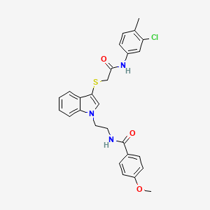 molecular formula C27H26ClN3O3S B2773532 N-(2-(3-((2-((3-chloro-4-methylphenyl)amino)-2-oxoethyl)thio)-1H-indol-1-yl)ethyl)-4-methoxybenzamide CAS No. 851412-85-6