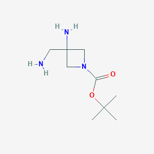 molecular formula C9H19N3O2 B2773535 Tert-butyl 3-amino-3-(aminomethyl)azetidine-1-carboxylate CAS No. 2026413-31-8
