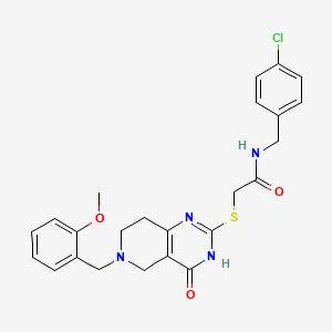 molecular formula C24H25ClN4O3S B2773540 N-(4-chlorobenzyl)-2-{[6-(2-methoxybenzyl)-4-oxo-3,4,5,6,7,8-hexahydropyrido[4,3-d]pyrimidin-2-yl]sulfanyl}acetamide CAS No. 1111046-70-8