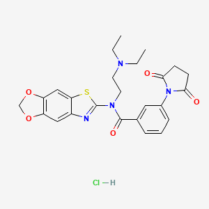 molecular formula C25H27ClN4O5S B2773560 N-[2-(diethylamino)ethyl]-N-([1,3]dioxolo[4,5-f][1,3]benzothiazol-6-yl)-3-(2,5-dioxopyrrolidin-1-yl)benzamide;hydrochloride CAS No. 1052530-19-4