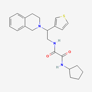 molecular formula C22H27N3O2S B2773577 N1-cyclopentyl-N2-(2-(3,4-dihydroisoquinolin-2(1H)-yl)-2-(thiophen-3-yl)ethyl)oxalamide CAS No. 954644-16-7
