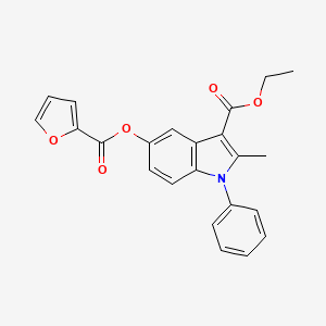 molecular formula C23H19NO5 B2773590 ETHYL 5-(FURAN-2-CARBONYLOXY)-2-METHYL-1-PHENYL-1H-INDOLE-3-CARBOXYLATE CAS No. 391861-99-7