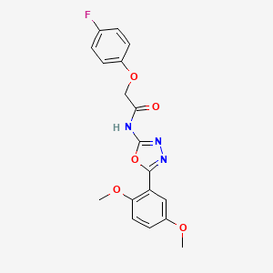 molecular formula C18H16FN3O5 B2773593 N-[5-(2,5-dimethoxyphenyl)-1,3,4-oxadiazol-2-yl]-2-(4-fluorophenoxy)acetamide CAS No. 1170008-82-8