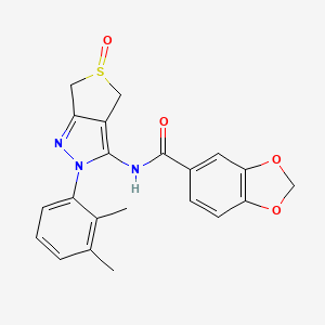 molecular formula C21H19N3O4S B2773651 N-(2-(2,3-dimethylphenyl)-5-oxido-4,6-dihydro-2H-thieno[3,4-c]pyrazol-3-yl)benzo[d][1,3]dioxole-5-carboxamide CAS No. 958702-31-3