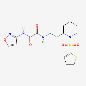 molecular formula C16H20N4O5S2 B2773666 N-(1,2-oxazol-3-yl)-N'-{2-[1-(thiophene-2-sulfonyl)piperidin-2-yl]ethyl}ethanediamide CAS No. 1209250-68-9