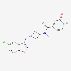 molecular formula C18H17ClN4O3 B2773668 N-[1-[(5-Chloro-1,2-benzoxazol-3-yl)methyl]azetidin-3-yl]-N-methyl-2-oxo-1H-pyridine-4-carboxamide CAS No. 2380081-98-9