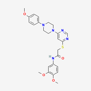 molecular formula C25H29N5O4S B2773693 N-(3,4-dimethoxyphenyl)-2-({6-[4-(4-methoxyphenyl)piperazin-1-yl]pyrimidin-4-yl}sulfanyl)acetamide CAS No. 1251674-66-4