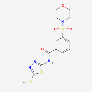 molecular formula C14H16N4O4S3 B2773707 N-[5-(METHYLSULFANYL)-1,3,4-THIADIAZOL-2-YL]-3-(MORPHOLINE-4-SULFONYL)BENZAMIDE CAS No. 637325-64-5
