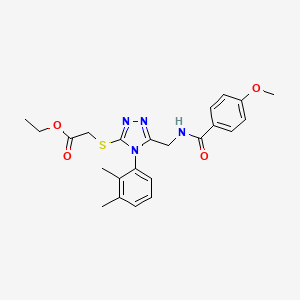 molecular formula C23H26N4O4S B2773716 ethyl 2-{[4-(2,3-dimethylphenyl)-5-{[(4-methoxyphenyl)formamido]methyl}-4H-1,2,4-triazol-3-yl]sulfanyl}acetate CAS No. 476432-03-8