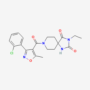 molecular formula C20H21ClN4O4 B2773748 8-[3-(2-chlorophenyl)-5-methyl-1,2-oxazole-4-carbonyl]-3-ethyl-1,3,8-triazaspiro[4.5]decane-2,4-dione CAS No. 1021040-20-9
