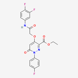 molecular formula C21H16F3N3O5 B2773762 Ethyl 4-(2-((3,4-difluorophenyl)amino)-2-oxoethoxy)-1-(4-fluorophenyl)-6-oxo-1,6-dihydropyridazine-3-carboxylate CAS No. 899943-69-2