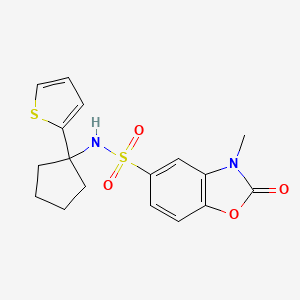 3-methyl-2-oxo-N-(1-(thiophen-2-yl)cyclopentyl)-2,3-dihydrobenzo[d]oxazole-5-sulfonamide