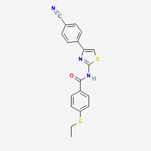 molecular formula C19H15N3OS2 B2773799 N-(4-(4-cyanophenyl)thiazol-2-yl)-4-(ethylthio)benzamide CAS No. 922696-79-5