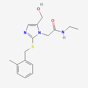 molecular formula C16H21N3O2S B2773832 N-ethyl-2-[5-(hydroxymethyl)-2-{[(2-methylphenyl)methyl]sulfanyl}-1H-imidazol-1-yl]acetamide CAS No. 923673-09-0