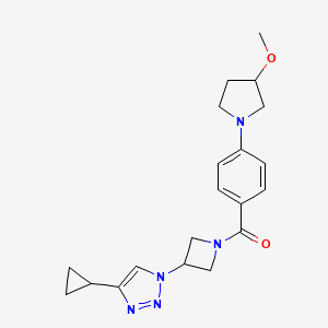 molecular formula C20H25N5O2 B2773875 4-cyclopropyl-1-{1-[4-(3-methoxypyrrolidin-1-yl)benzoyl]azetidin-3-yl}-1H-1,2,3-triazole CAS No. 2097919-52-1
