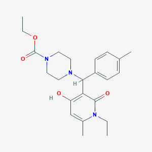 molecular formula C23H31N3O4 B2773913 Ethyl 4-((1-ethyl-4-hydroxy-6-methyl-2-oxo-1,2-dihydropyridin-3-yl)(p-tolyl)methyl)piperazine-1-carboxylate CAS No. 939240-65-0