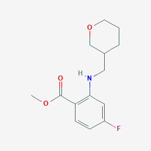 molecular formula C14H18FNO3 B2773917 Methyl 4-fluoro-2-[(oxan-3-ylmethyl)amino]benzoate CAS No. 1427378-90-2